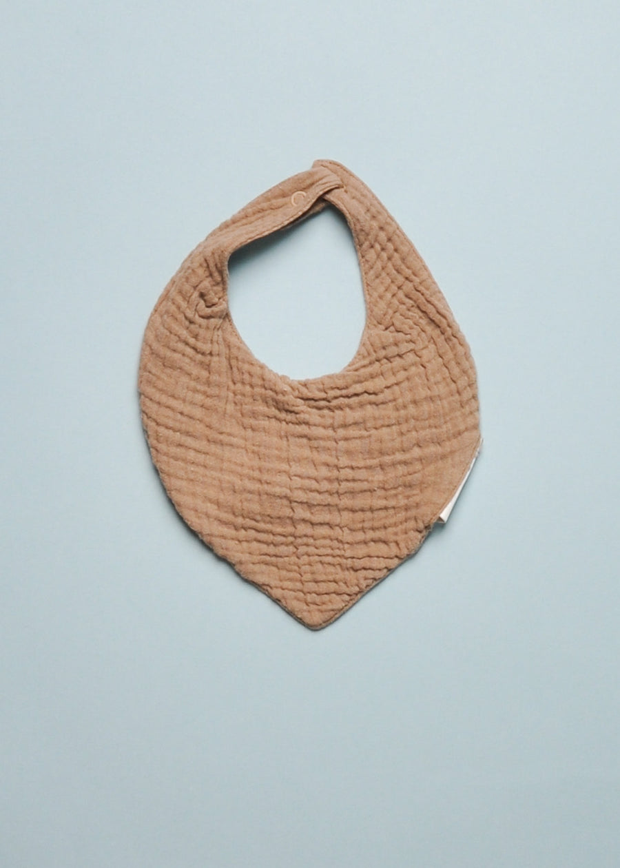 GAUZE SNAP BIB - TAUPE