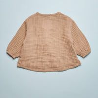 GAUZE BUTTON TOP - TAUPE