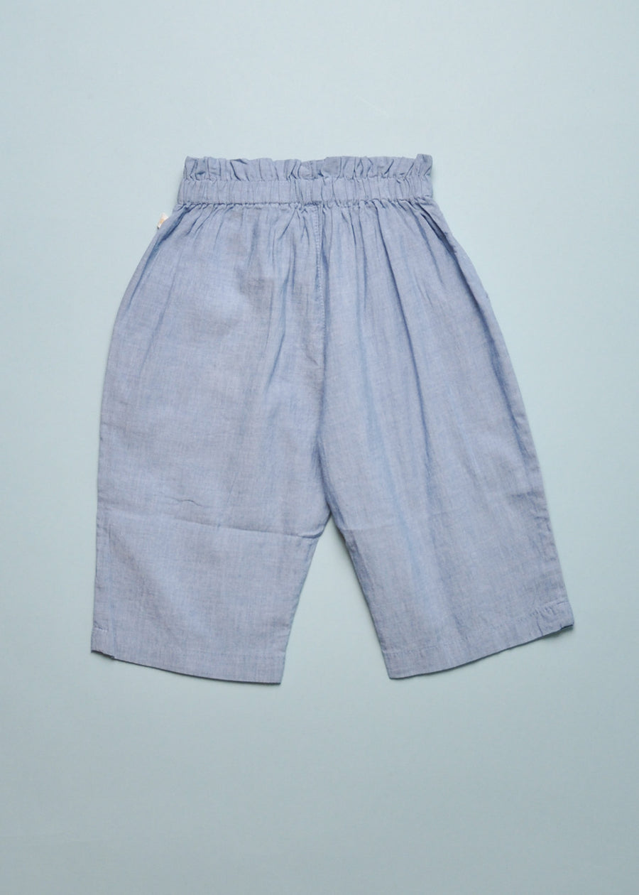 CHAMBRAY FRILL PANT