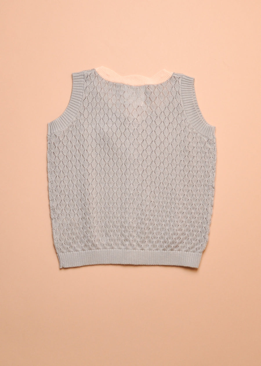 SHELL COLLAR KNIT VEST - LIGHT BLUE