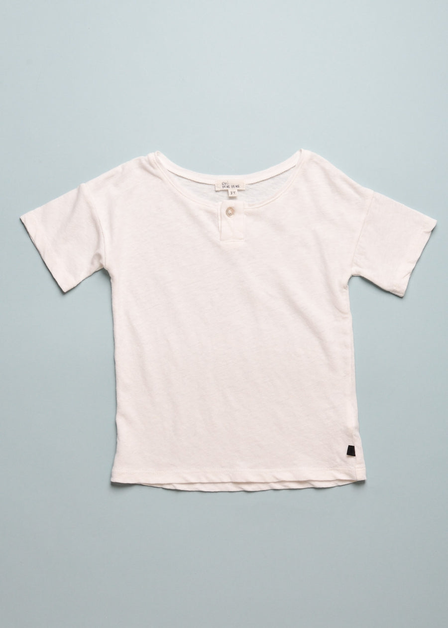 LINENBLEND HENLEY - WHITE