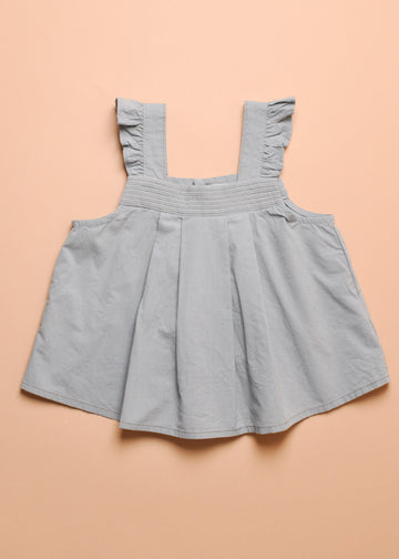 FRILL BLOUSE - BLUE GREY