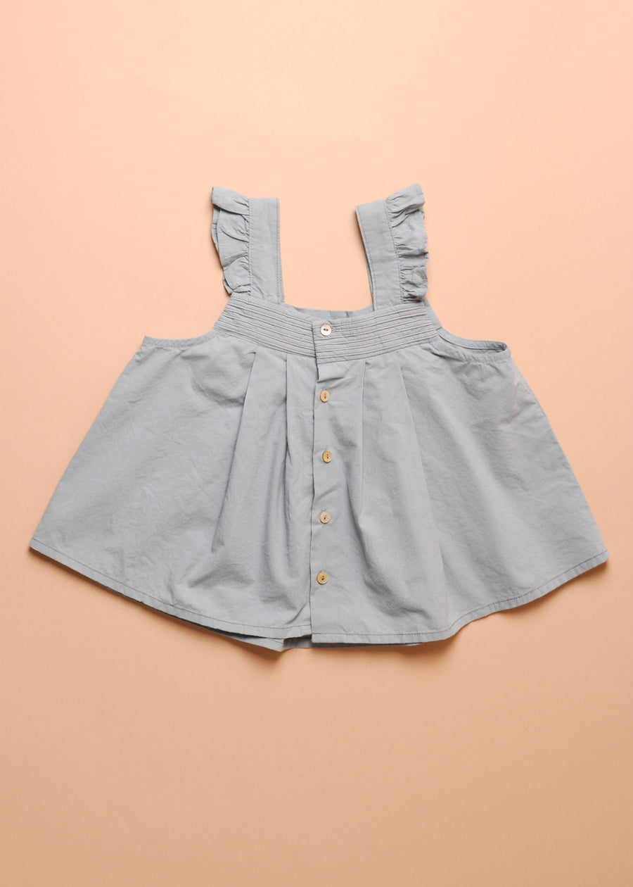 FRILL BLOUSE - BLUE GREY