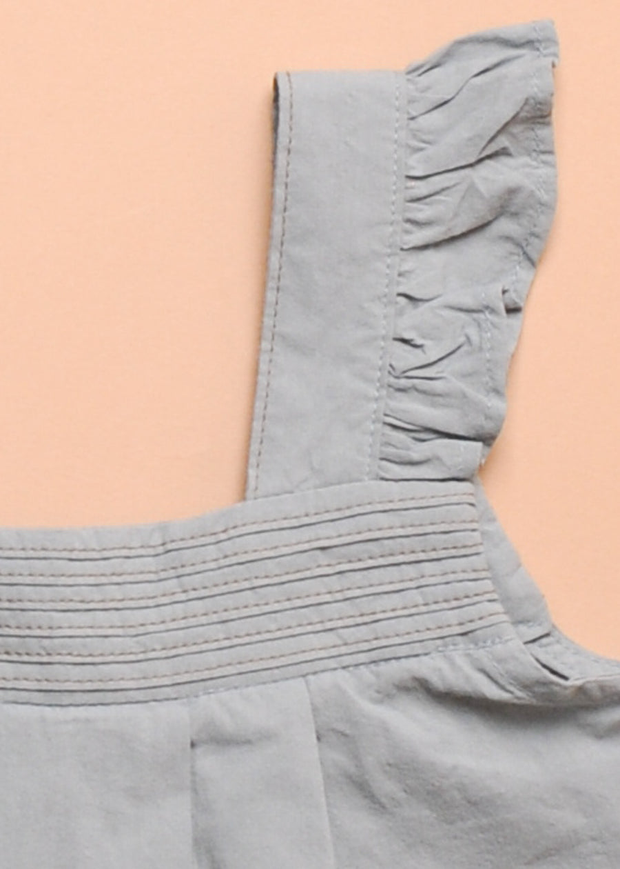 FRILL BLOUSE - BLUE GREY