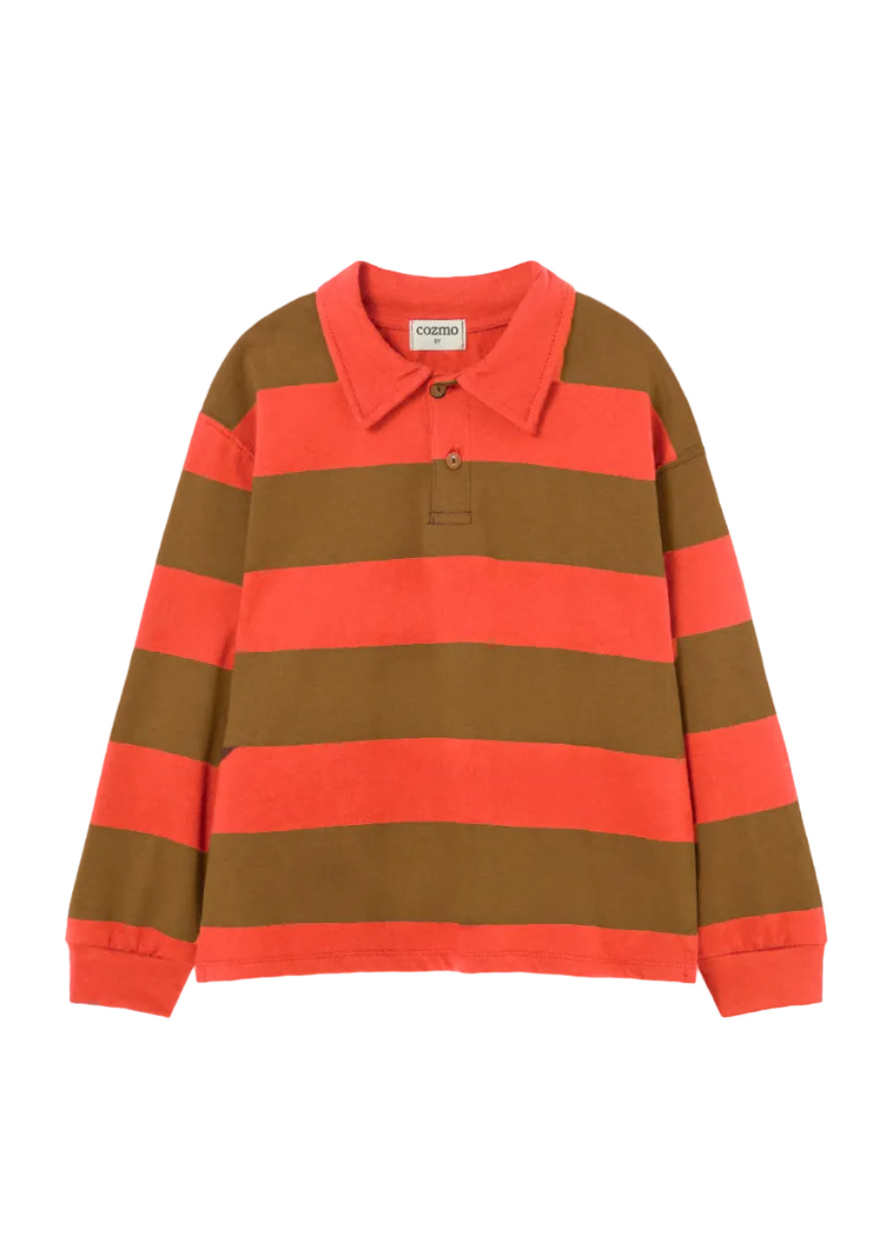 Brown and red striped sweater on a light gray background