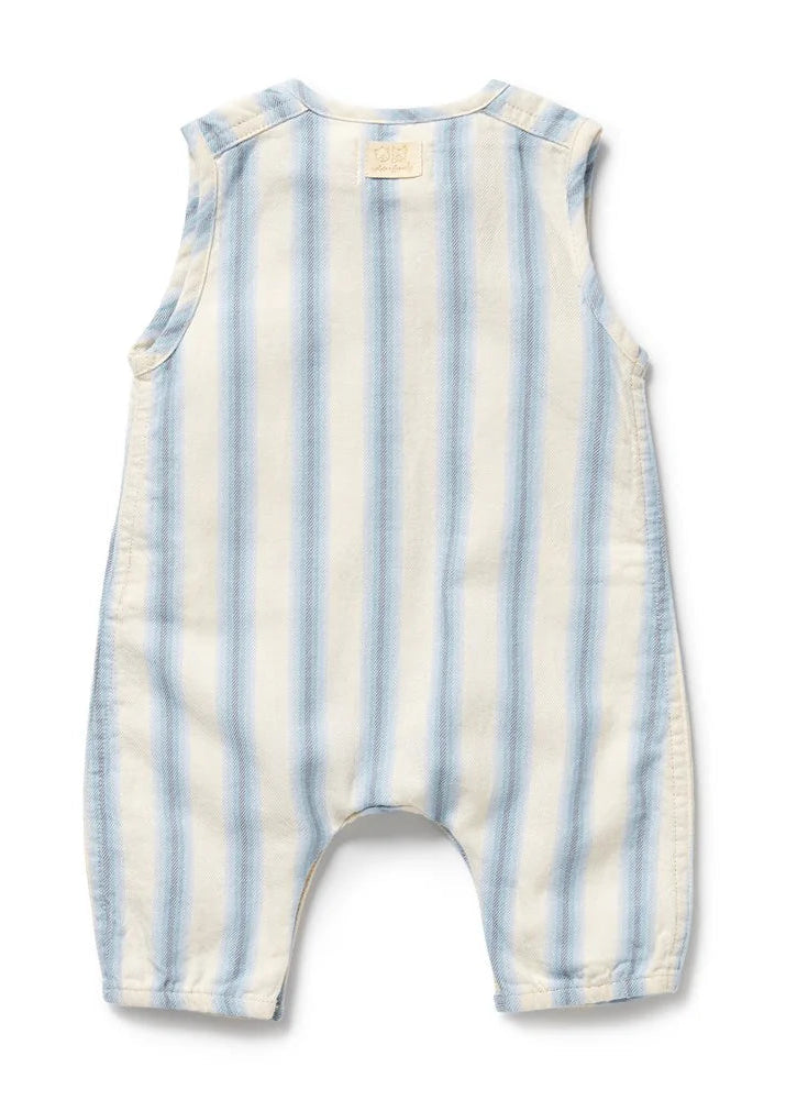 Striped baby romper on a white background