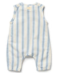 Striped baby romper on a white background