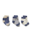 3PACK ORGANIC BABY SOCKS - RAINDROP