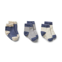 3PACK ORGANIC BABY SOCKS - RAINDROP