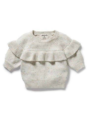 ORGANIC RUFFLE SWEATER - CHALK CONFETTI
