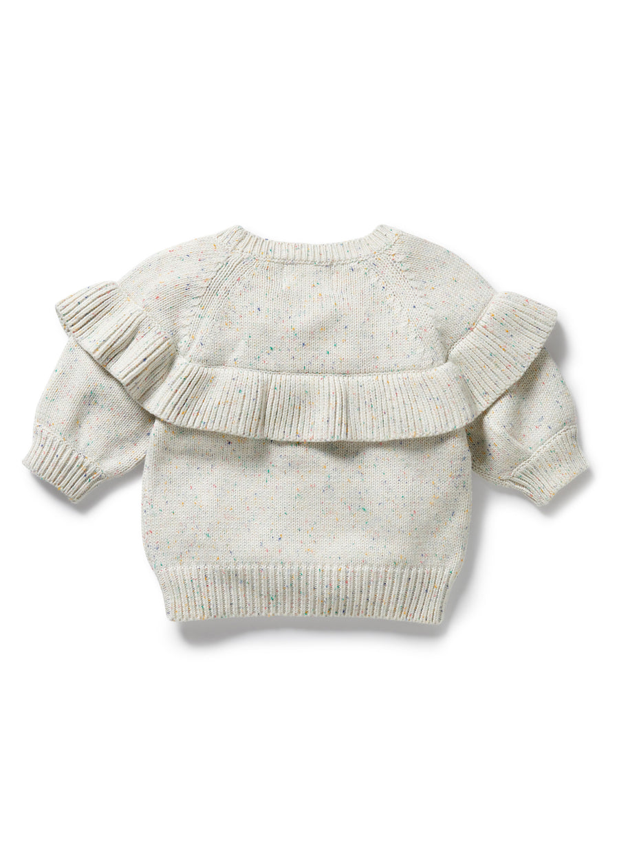 ORGANIC RUFFLE SWEATER - CHALK CONFETTI