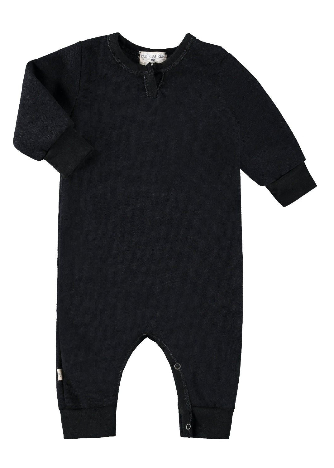 Black baby onesie on a white background