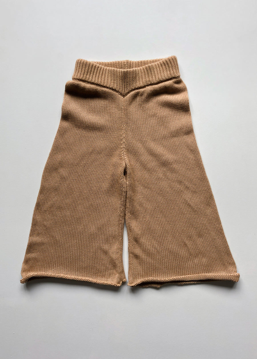 THE WIDE LEG KNIT TROUSER - CARAMEL