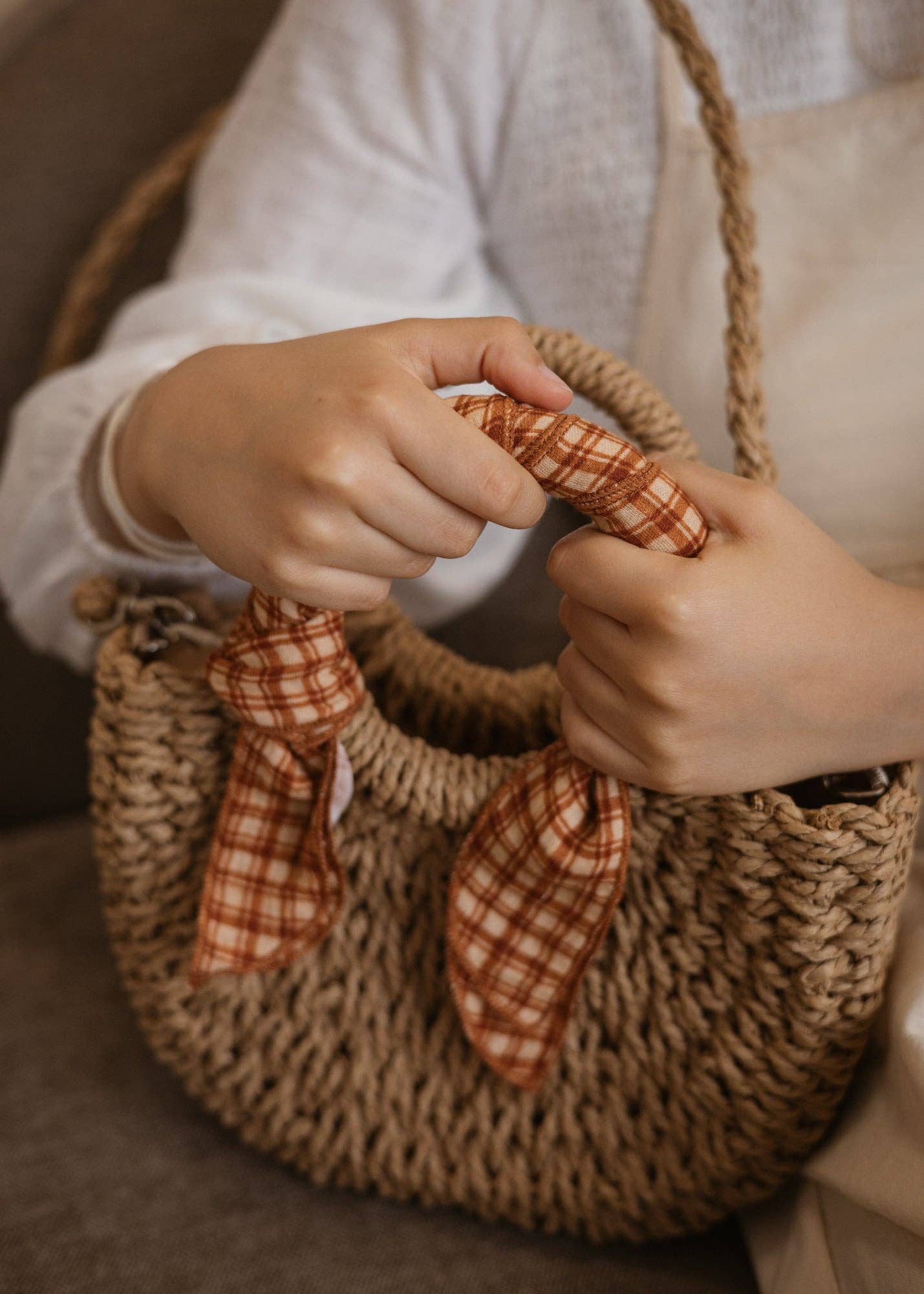 MINI STRAW BAG - HONEY PLAID