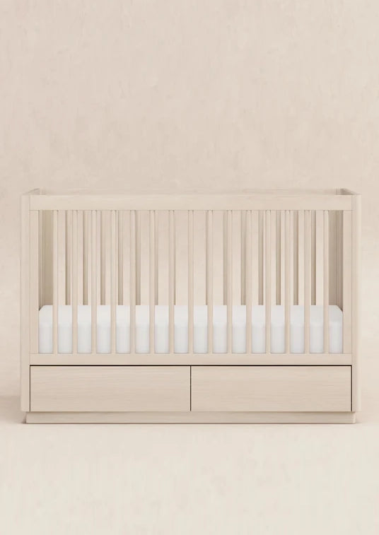 3-in-1 Convertible Storage Crib with Toddler Bed Conversion Kit - WASHED NATURAL