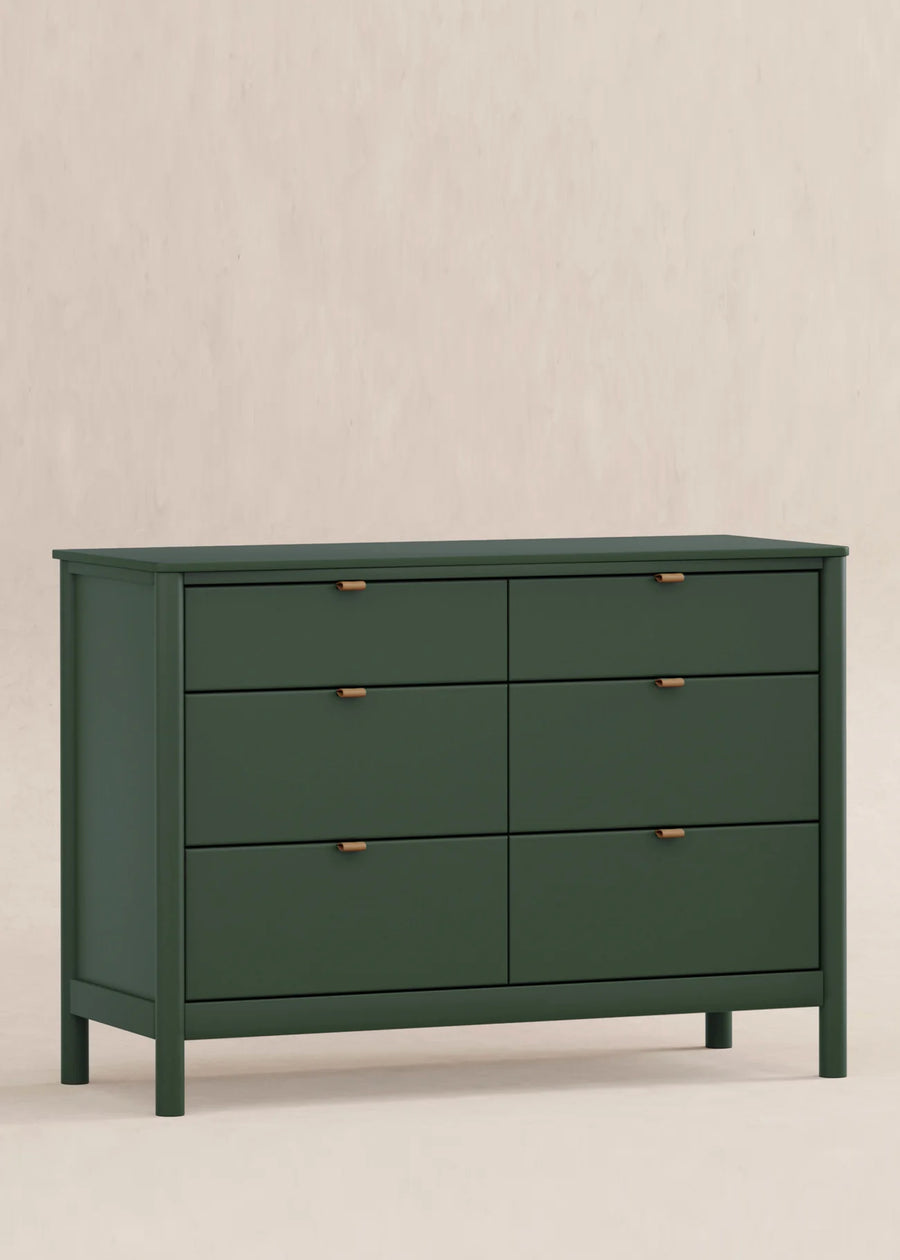 BONDI 6 DRAWER ASSEMBLED DRESSER - FOREST GREEN