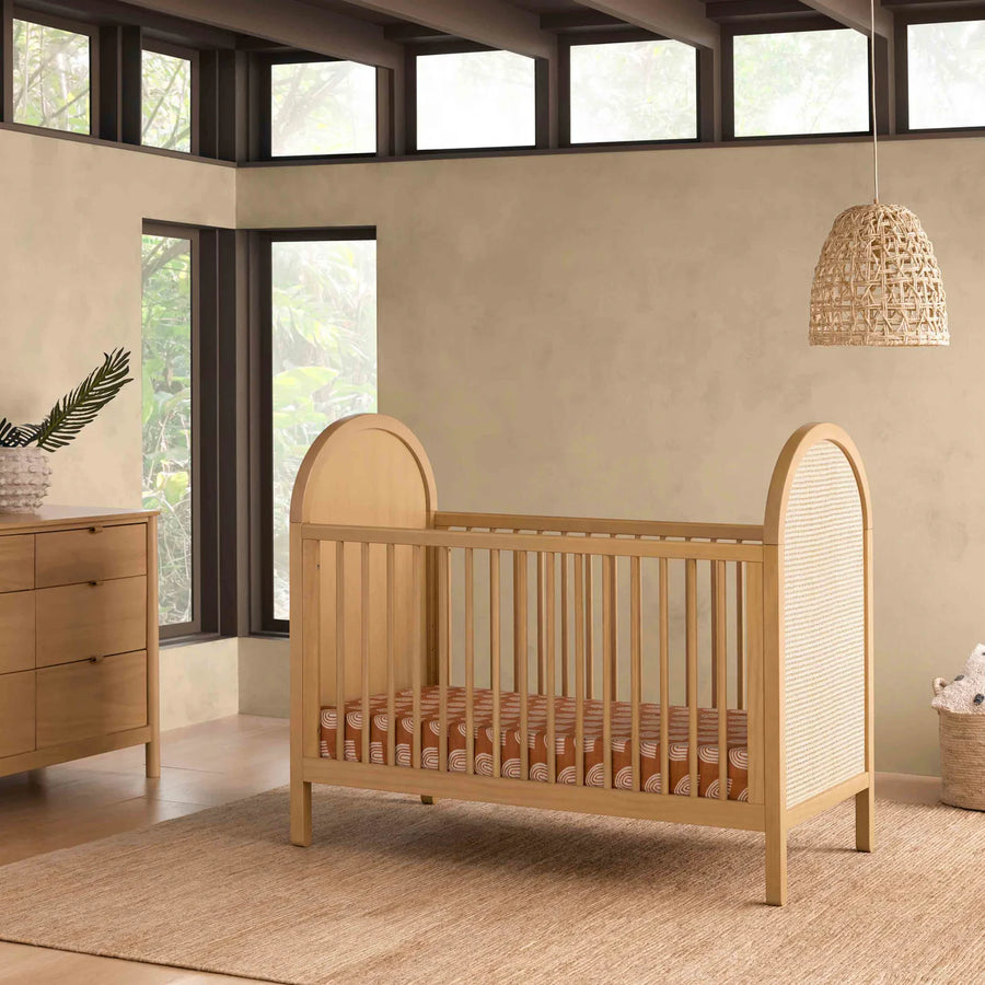 BONDI 3-IN-1 CONVERTIBLE CRIB WITH TODDER CONVERSION KIT - HONEY WITH NATURAL CANE