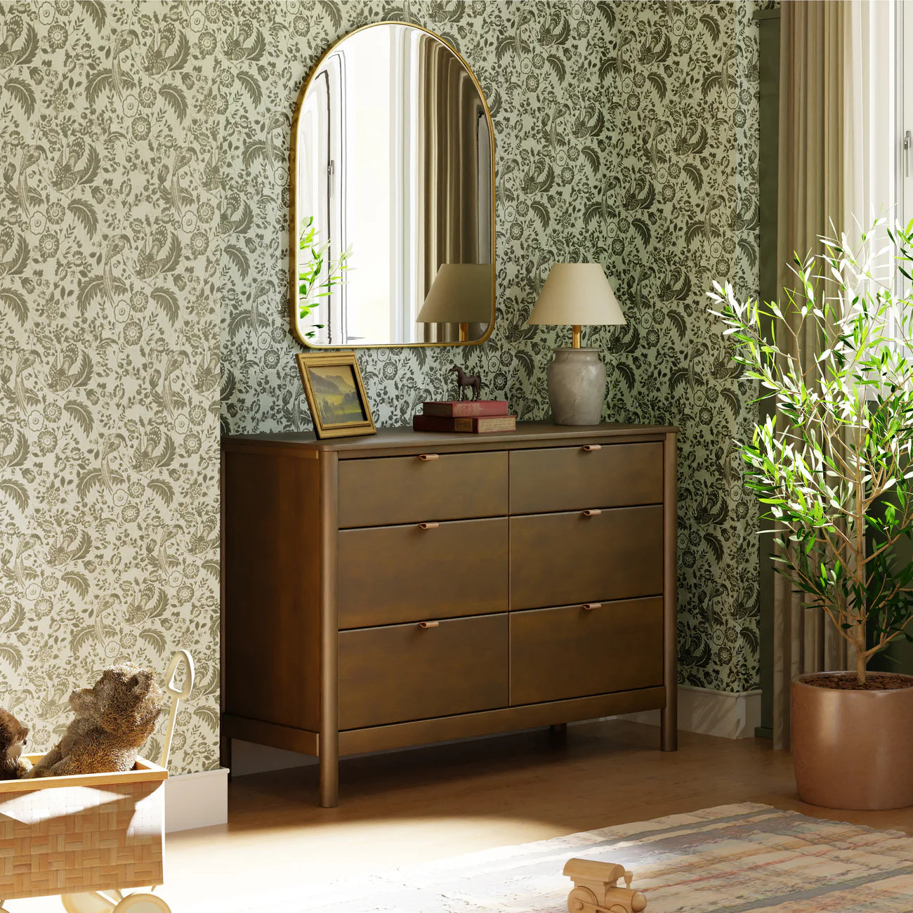 BONDI 6 DRAWER ASSEMBLED DRESSER - NATURAL WALNUT