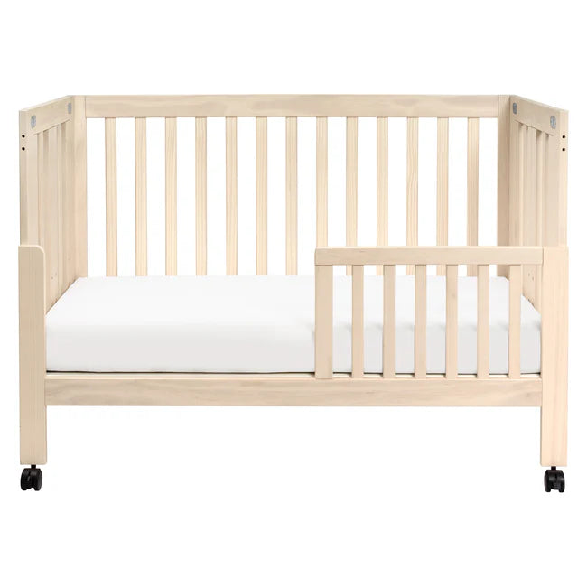 MAKI PORTABLE FOLDING CRIB WITH TODDLER BED CONVERSION KIT - WASHED NATURAL