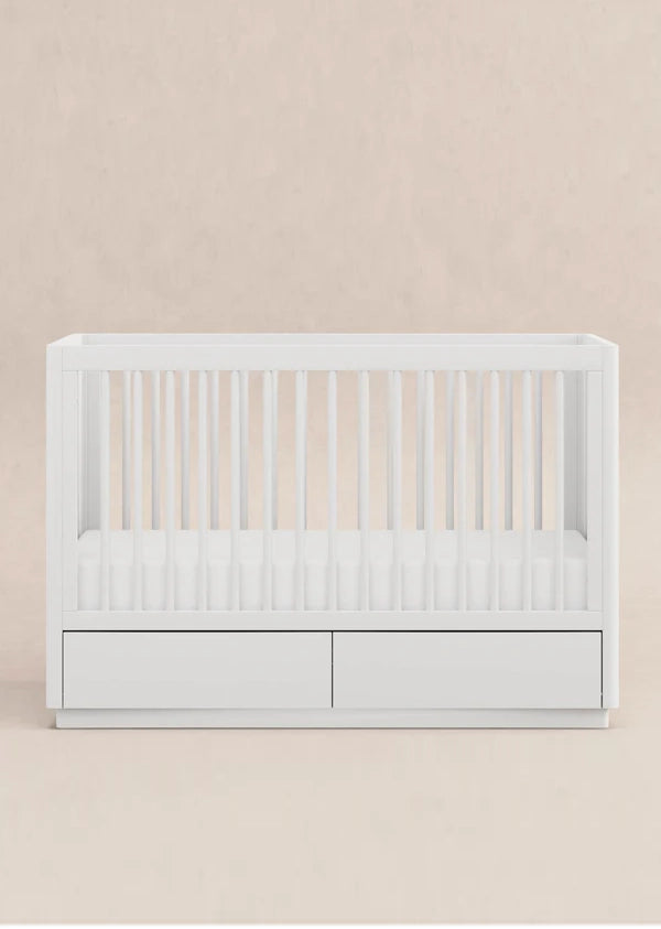 3-in-1 Convertible Storage Crib with Toddler Bed Conversion Kit - WHITE