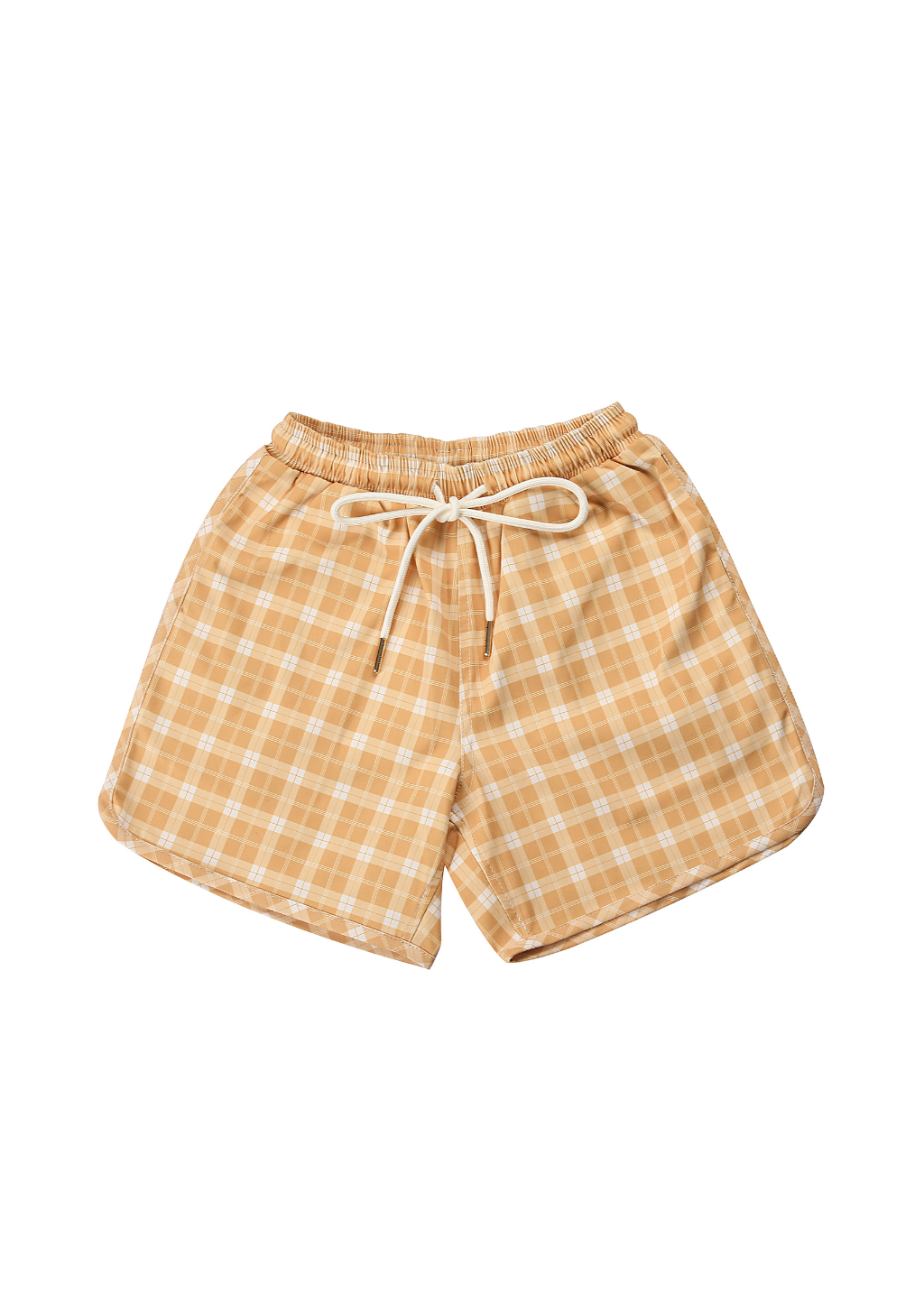 PLAID SWIM TRUNKS - BUCKWHEAT