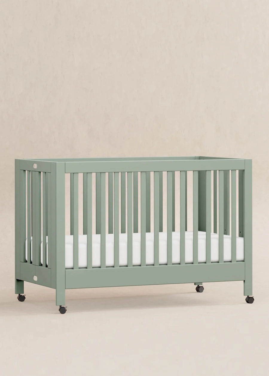 MAKI PORTABLE FOLDING CRIB WITH TODDLER BED CONVERSION KIT - LIGHT SAGE