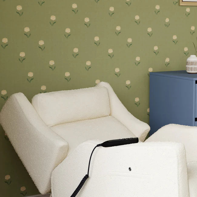KIWI DELUXE POWER RECLINER AND SWIVEL GLIDER with Heat and Massage - PERFORMANCE IVORY BOUCLE