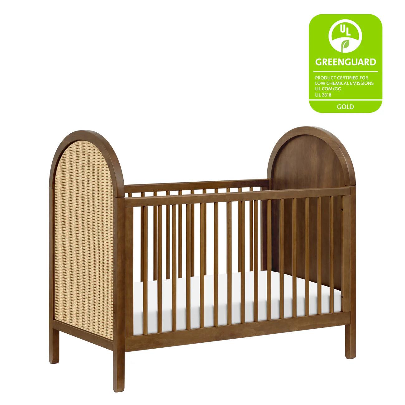 BONDI 3-IN-1 CONVERTIBLE CRIB WITH TODDER CONVERSION KIT - NATURAL WALNUT WITH NATURAL CANE