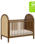 BONDI 3-IN-1 CONVERTIBLE CRIB WITH TODDER CONVERSION KIT - NATURAL WALNUT WITH NATURAL CANE
