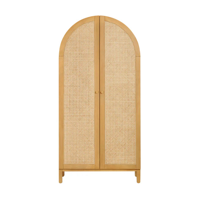 BONDI CANE ASSEMBLED ARMOIRE - HONEY