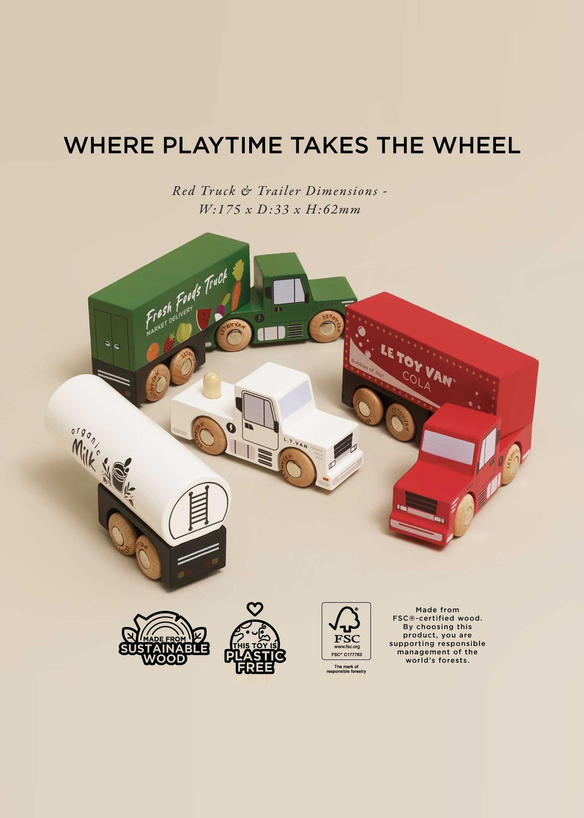 WOODEN TRAILER TRUCK SET
