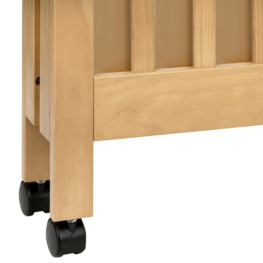 MAKI PORTABLE FOLDING CRIB WITH TODDLER BED CONVERSION KIT - HONEY