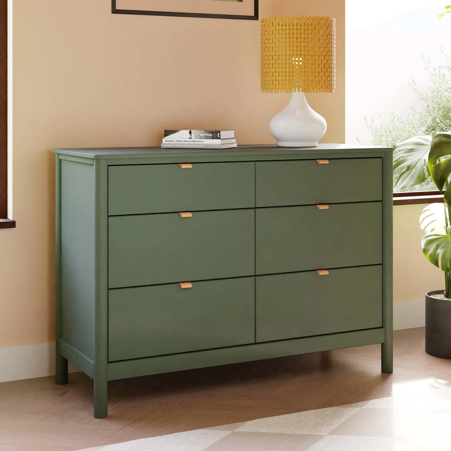 BONDI 6 DRAWER ASSEMBLED DRESSER - FOREST GREEN