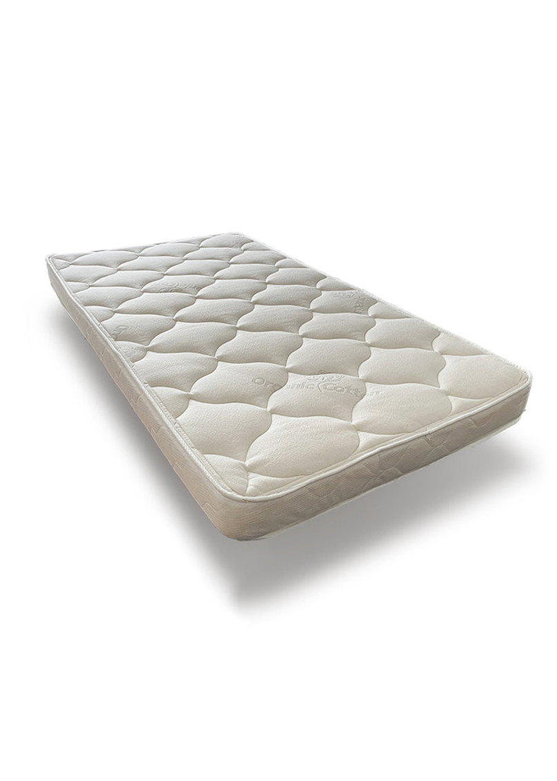 White quilted mattress on a white background