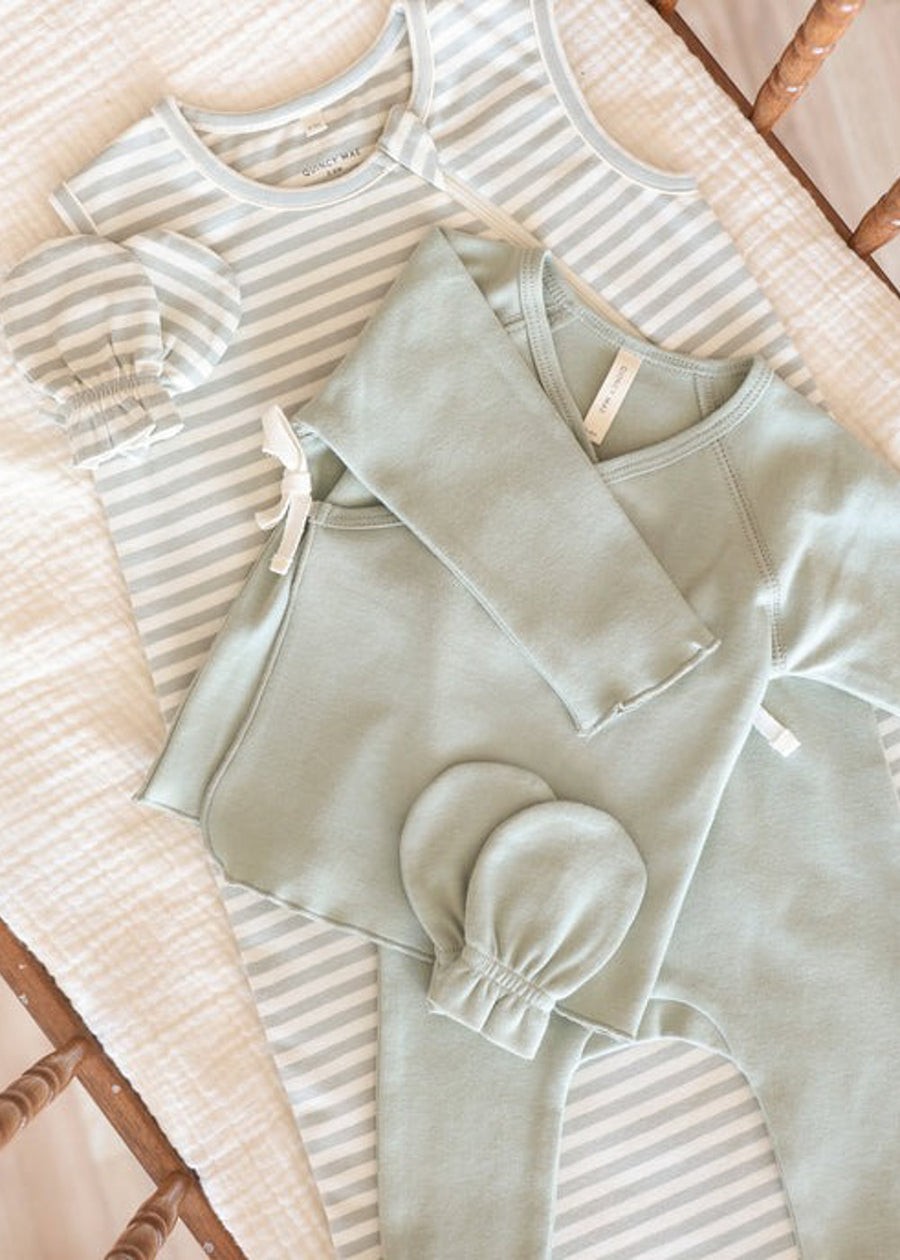 WRAP TOP + FOOTED PANT SET - SAGE