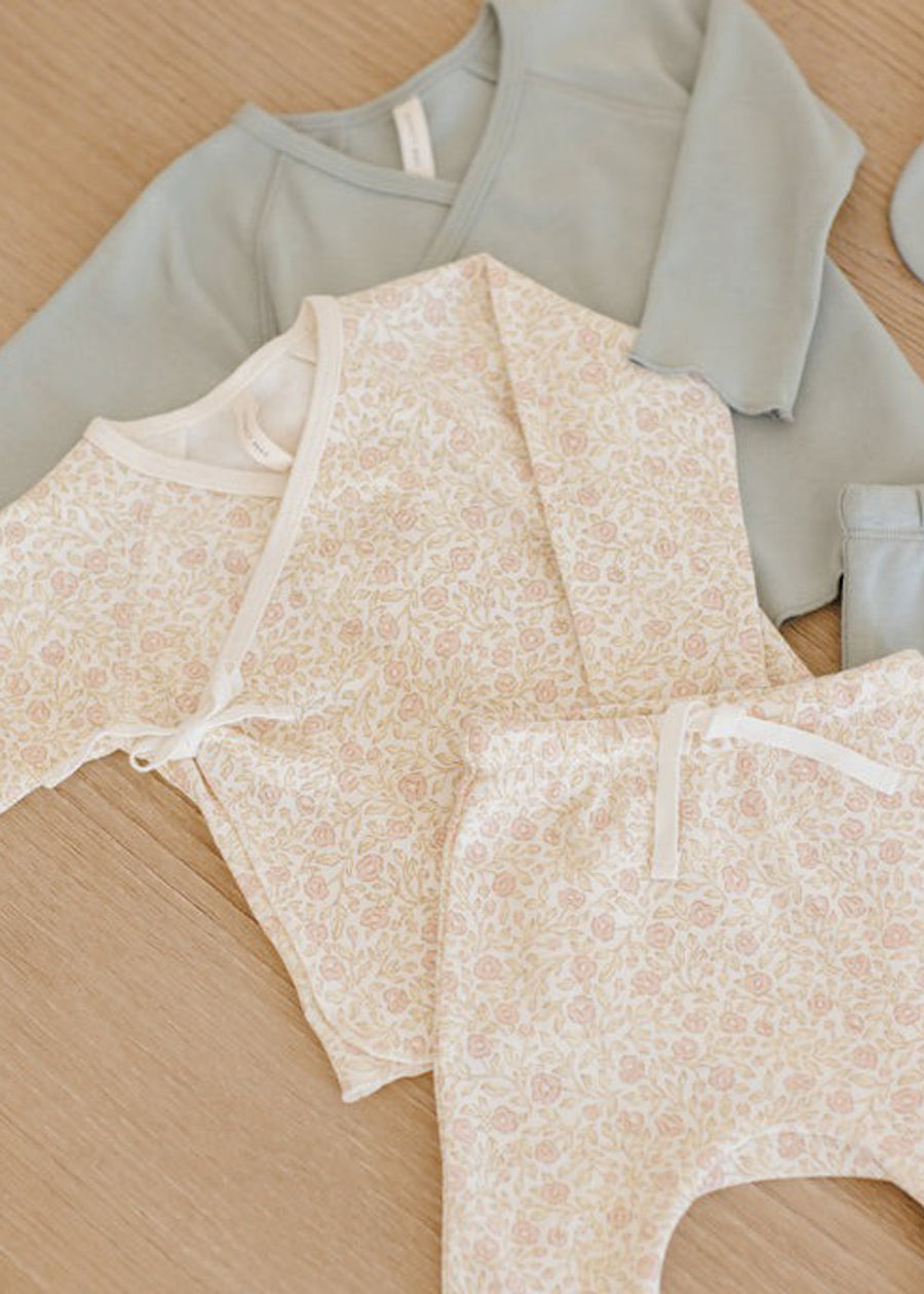 WRAP TOP + FOOTED PANT SET - SAGE