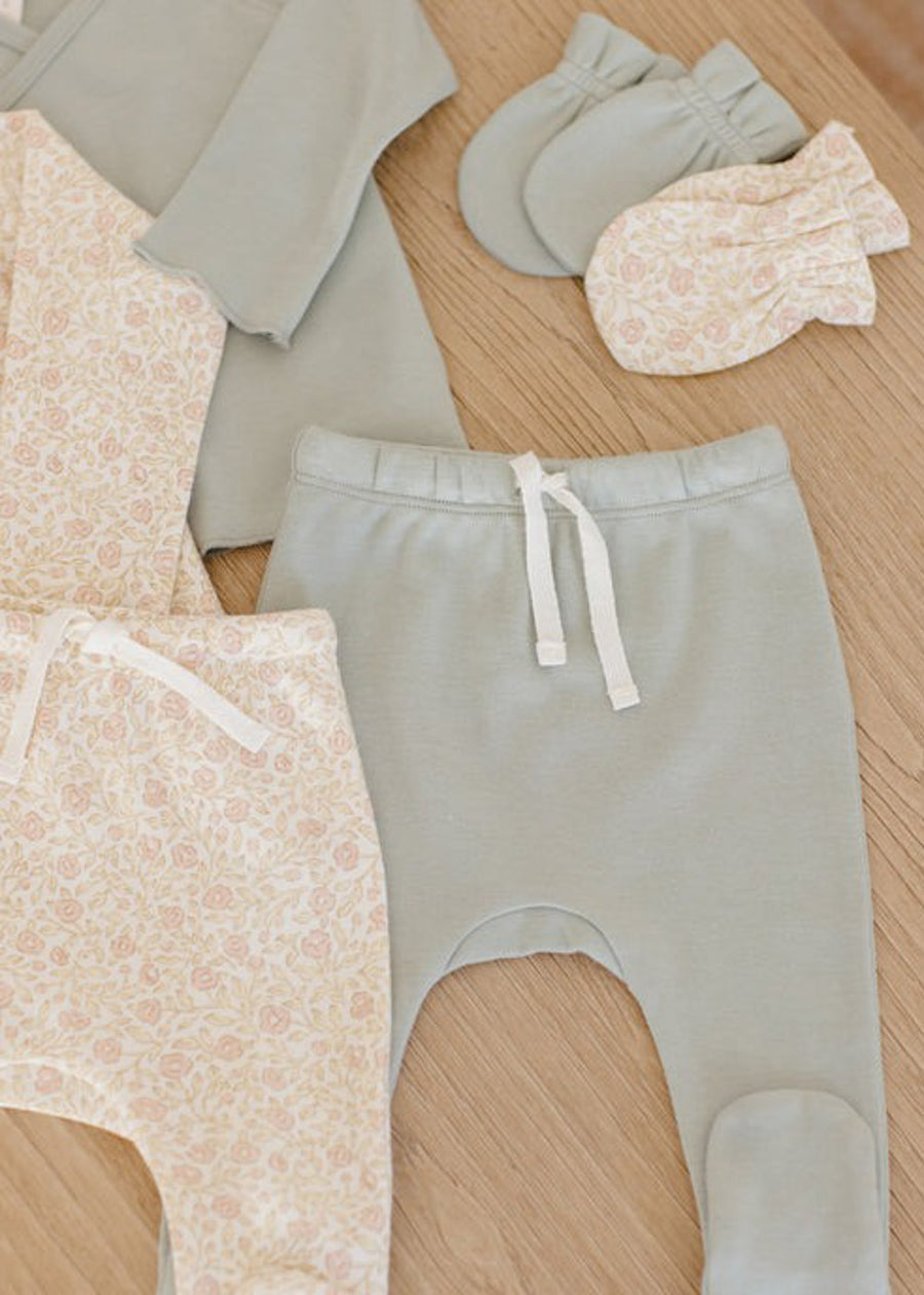 WRAP TOP + FOOTED PANT SET - SAGE