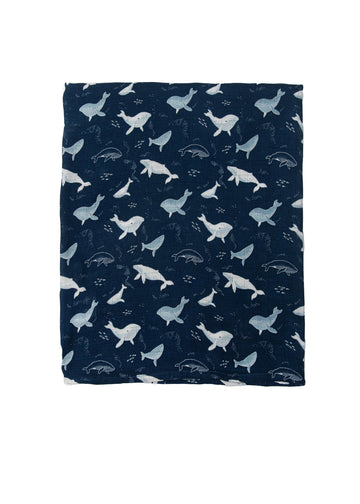 LUXE MUSLIN SWADDLE - WHALES