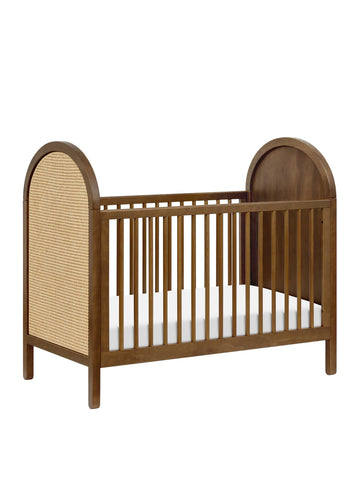BONDI 3-IN-1 CONVERTIBLE CRIB WITH TODDER CONVERSION KIT - NATURAL WALNUT WITH NATURAL CANE