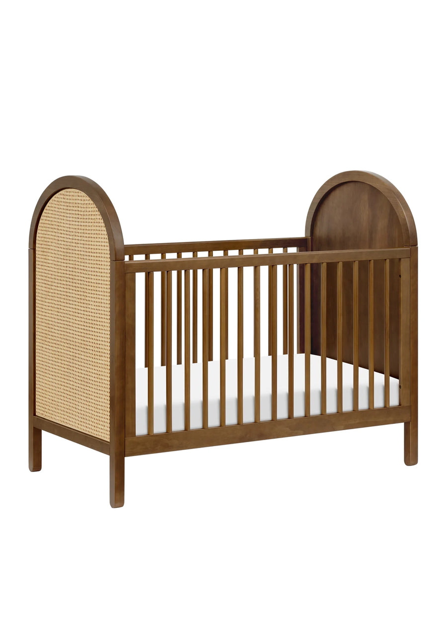 BONDI 3-IN-1 CONVERTIBLE CRIB WITH TODDER CONVERSION KIT - NATURAL WALNUT WITH NATURAL CANE