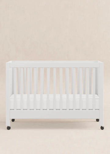 MAKI PORTABLE FOLDING CRIB WITH TODDLER BED CONVERSION KIT - WHITE