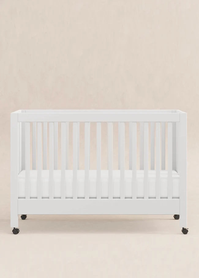 MAKI PORTABLE FOLDING CRIB WITH TODDLER BED CONVERSION KIT - WHITE