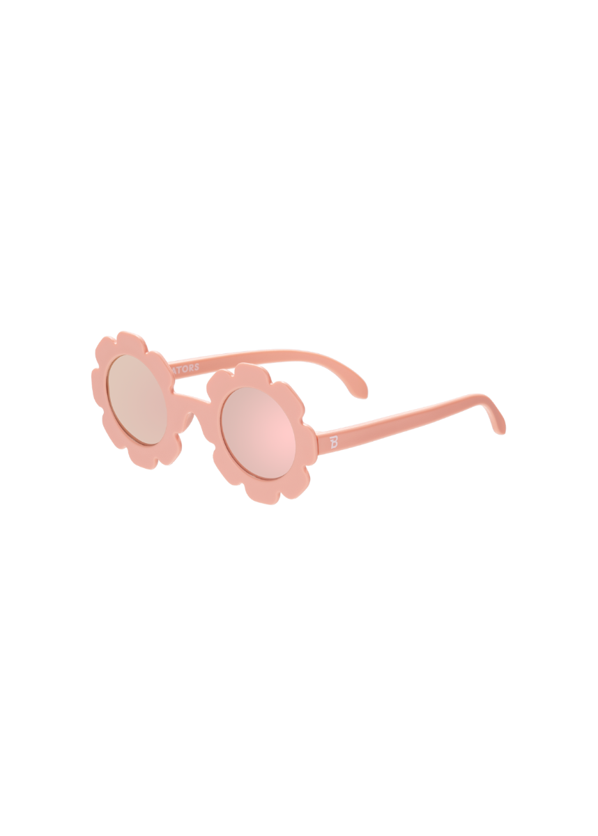 Pink sunglasses with floral design on a white background