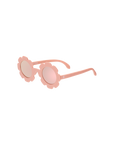 Pink sunglasses with floral design on a white background