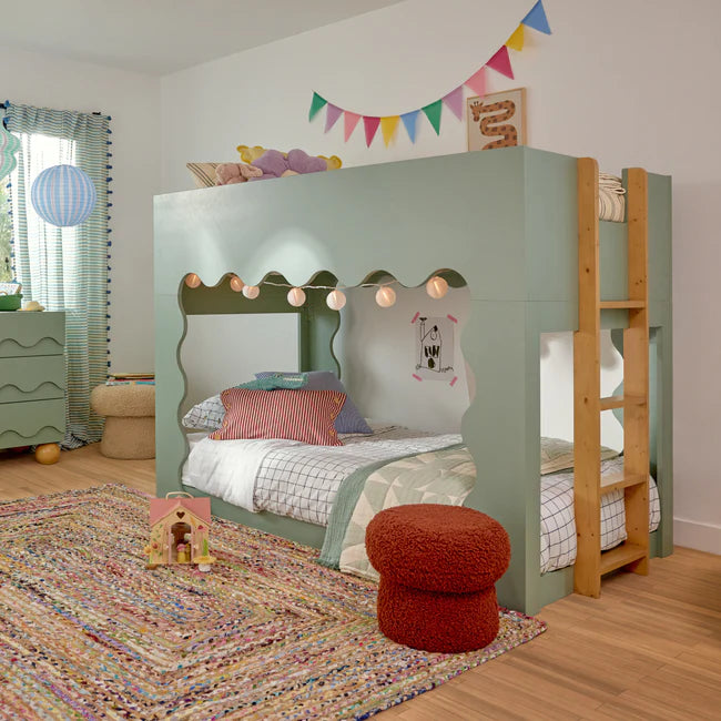 LIDO WAVE CONVERTIBLE BUNK BED - LIGHT SAGE/HONEY