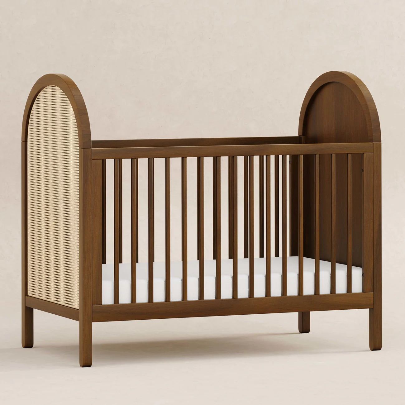 BONDI 3-IN-1 CONVERTIBLE CRIB WITH TODDER CONVERSION KIT - NATURAL WALNUT WITH NATURAL CANE