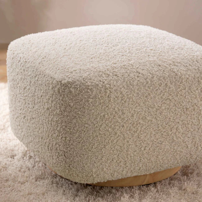 KIWI GLIDING OTTOMAN - Almond Teddy Loop with Light Wood Base
