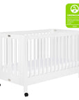 MAKI PORTABLE FOLDING CRIB WITH TODDLER BED CONVERSION KIT - WHITE