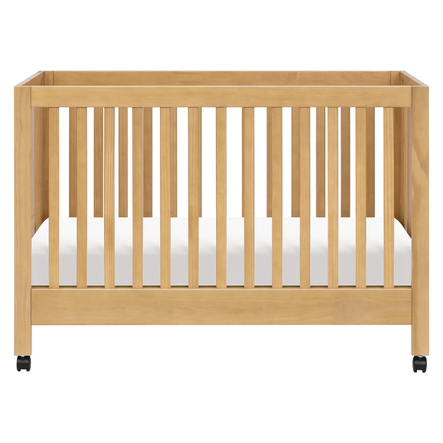 MAKI PORTABLE FOLDING CRIB WITH TODDLER BED CONVERSION KIT - HONEY