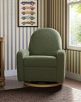 NAMI ELECTRONIC RECLINER AND SWIVEL GLIDER RECLINER WITH USB PORT - OLIVE BOUCLE WITH LIGHT WOOD BASE